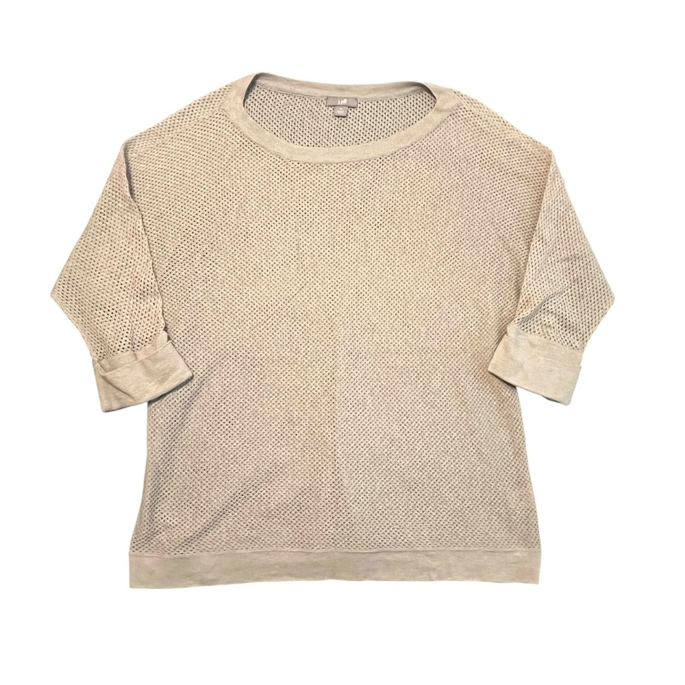J Jill Top Sz Medium Open Weave Knit Short Sleeve Lightweight Pullover Sweater